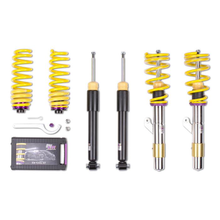 1022000D | KW Coilover suspension V1 inox  | Car type: BMW 3er (F30, F80) 3-HY, 3L, M3, M3 GTS 11/2011-10/2018 320 d - 147kW - 1995ccm - 4 cyl. - Heckantrieb  Only Models Year: 02/2012- Axle Load FA/RA (kg): -950/-1230