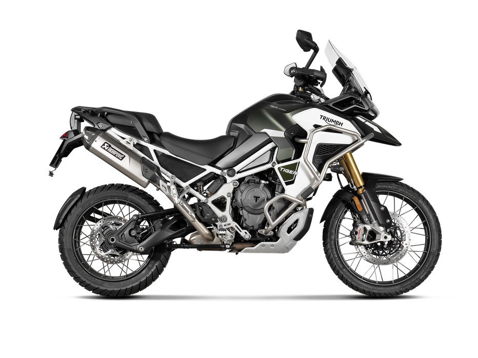 S-T12SO6-HJA | AKRAPOVIC | TRIUMPH Tiger 1200 GT / RALLY  2022-24 | Slip-On Line (Titanium)