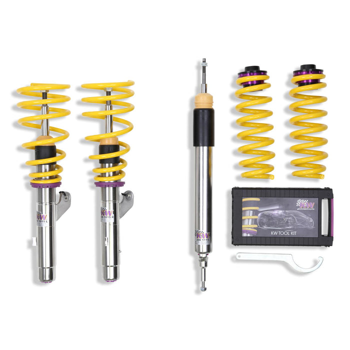 35220032 | KW Coilover suspension V3 inox  | Car type: BMW 3er (E90) 390L, 390X, 3L, M3, M3 GTS, M390 02/2004-02/2012 320 d - 125kW - 1995ccm - 4 cyl. - Heckantrieb  Only Models Year: 04/2005-01/2012 Axle Load FA/RA (kg): -1090/-1135