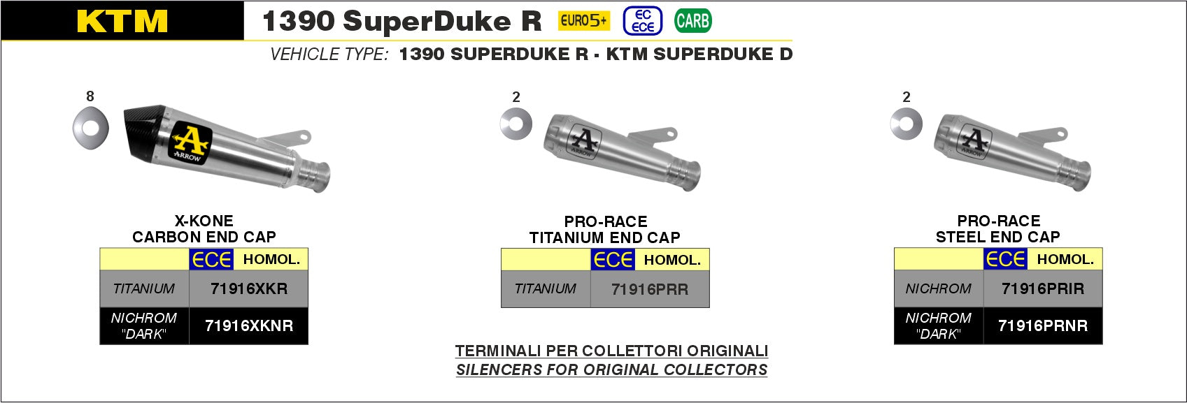 71916PRR | ARROW EXHAUST | KTM 1390 SuperDuke R 2024  | Titanium Pro-Race silencer