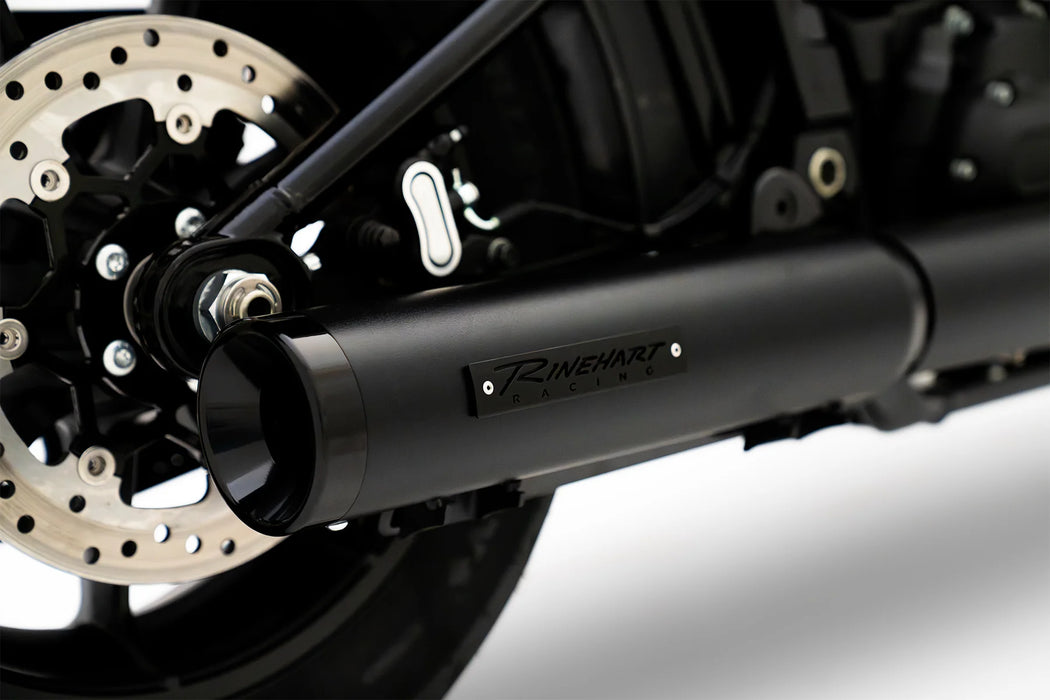 500-1251 | Rinehart Racing | 2025-Later HP40 Softail 2-into-1 Slip-On Muffler Black with Black End Cap