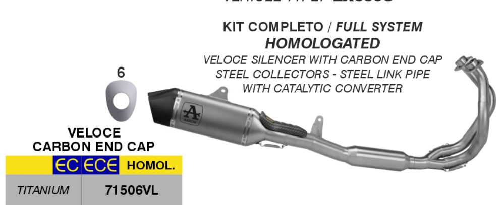 71006VL | ARROW EXHAUST | Kawasaki NINJA 650 2024-25 | Full system racing with Veloce titanium silencers