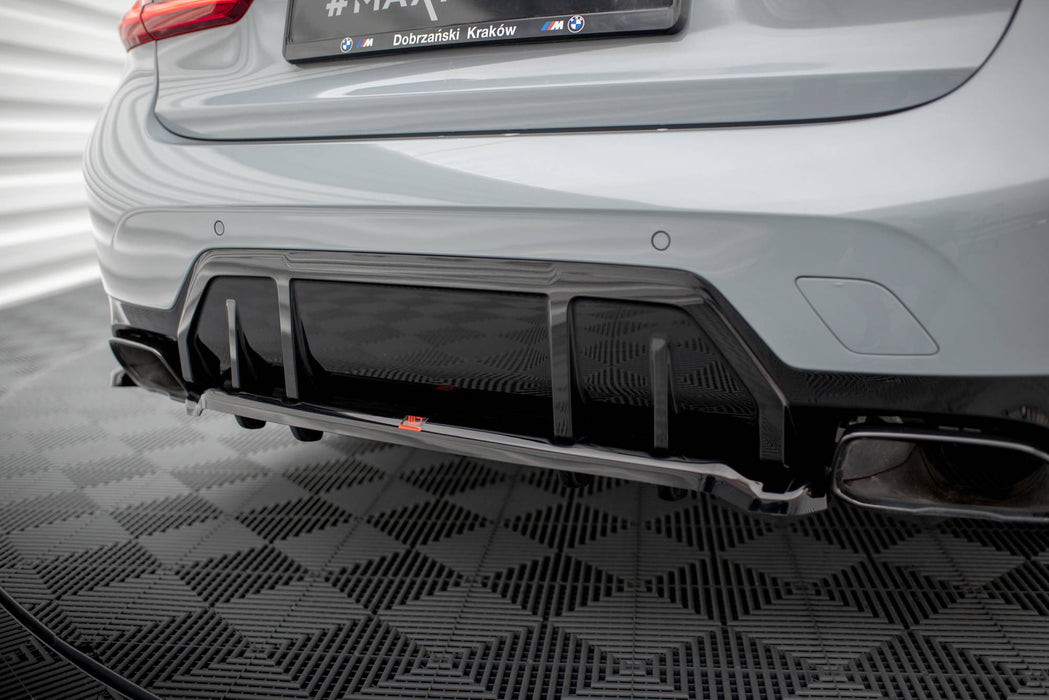 BM-3-20F-M-RD1G+RD2G | MAXTON DESIGN | Rear Splitter (with vertical bars) V.1 BMW M340i G20 / G21 Facelift