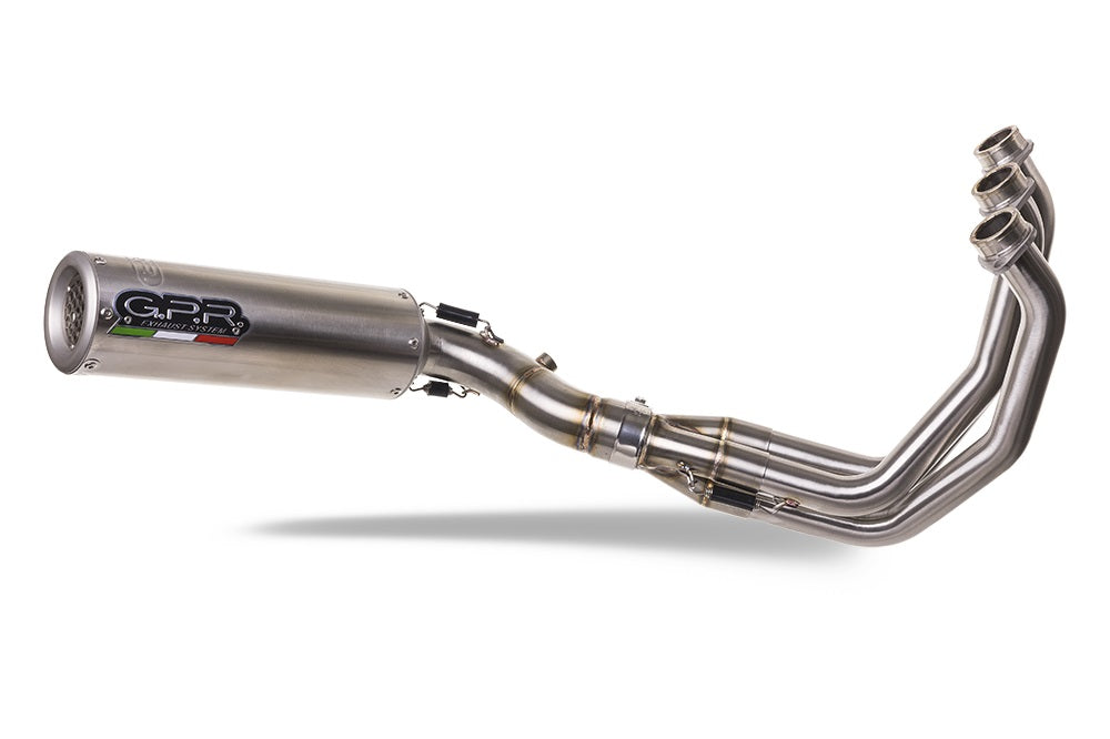 E5.T.94.CAT.M3.TN | G.P.R EXHAUST | TRIUMPH TRIDENT 660 2021-2024, M3 TITANIUM NATURAL, HOMOLOGATED LEGAL FULL SYSTEM EXHAUST, INCLUDING REMOVABLE DB KILLER AND CATALYST