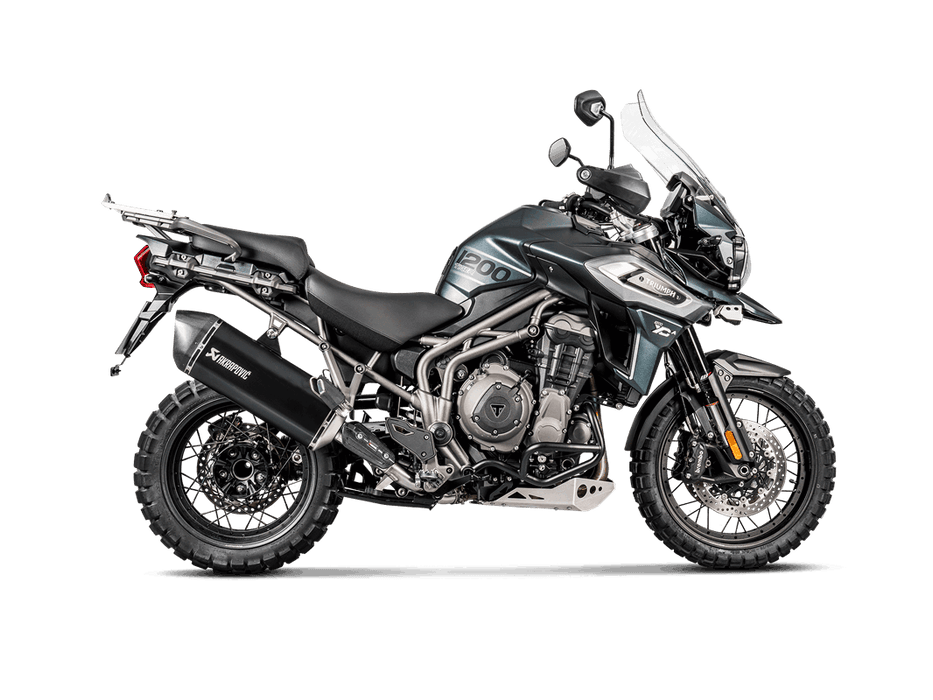 S-T12SO1-HAFTBL |   AKRAPOVIC | Triumph Tiger 1200 XR/XRx/XRT/XCx/XCA 2018 -2020 Slip-On Line (Titanium)