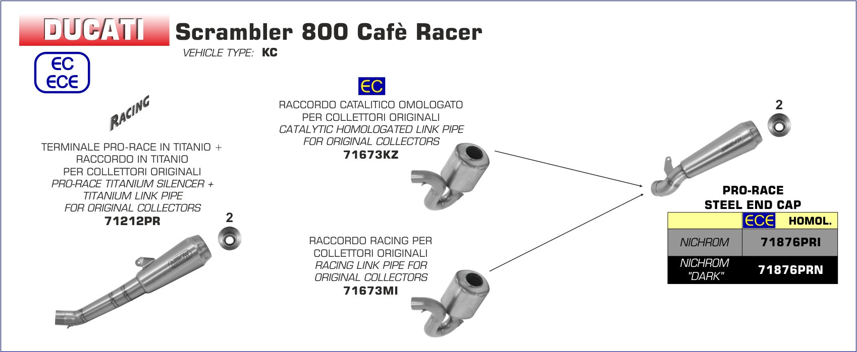 Ducati Scrambler 800 Cafè Racer 2017-18 | Pro-Race titanium silencer