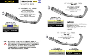 ARROW EXHAUST | 71069PK | HONDA CBR650R E5+ 2024 RACING FULL SYSTEM WITH TITANIUM INDY-RACE EVO SILENCER + STAINLESS STEEL COLLECTORS