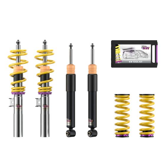 102100DQ |  KW Coilover suspension V1 inox (incl. deactivation for electronic dampers) | Car type: AUDI Q5 (FY) FYB 05/2016- 2.0 TFSI quattro - 185kW - 1984ccm - 4 cyl. - All-wheel Drive  Only Models  Axle Load FA/RA (kg): 1251-1355/-1390