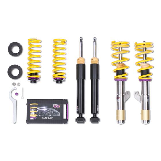 1802000D | KW Coilover suspension V2 comfort  | Car type: BMW 3er (F30, F80) 3-HY, 3L, M3, M3 GTS 11/2011-10/2018 320 d - 147kW - 1995ccm - 4 cyl. - Heckantrieb  Only Models Year: 02/2012- Axle Load FA/RA (kg): -950/-1230