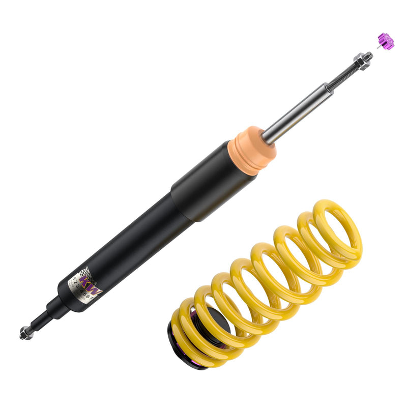 18020032 | KW Coilover | KW Coilover suspension V2 comfort | Car type: BMW 3 (E90) 390L, 390X, 3L, M3, M3 GTS, M390 02/2004-02/2012 320 d - 125kW - 1995ccm - 4 cyl. - Rear-Wheel Drive  Only Models Year: 04/2005-01/2012 Axle Load FA/RA (kg): -1090/-1135