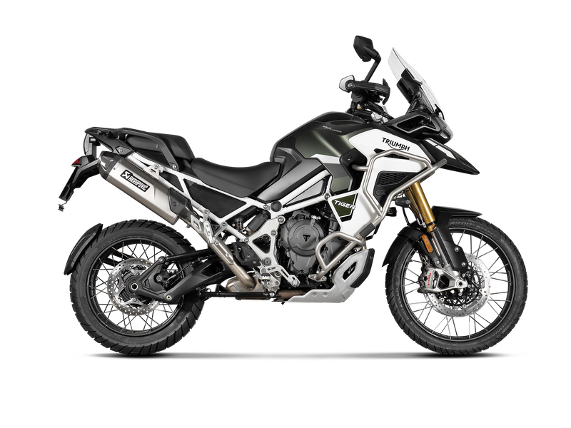 S-T12SO6-HJA | AKRAPOVIC | TRIUMPH Tiger 1200 GT / RALLY  2022-24 | Slip-On Line (Titanium)