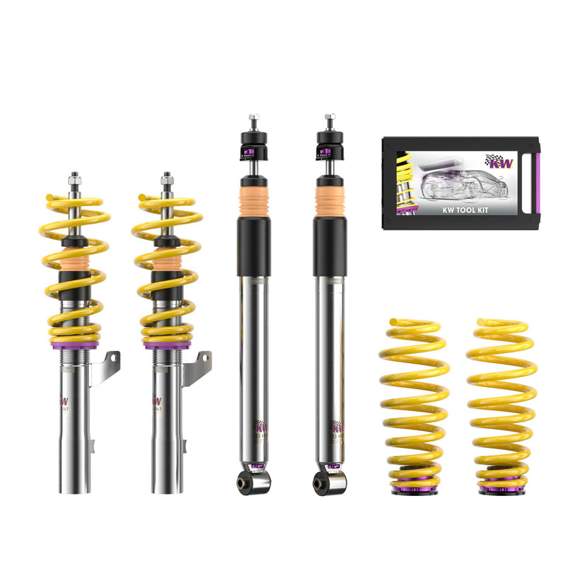 352200AN | KW Coilover suspension V3 inox | Car type: BMW 3 (F30, F80) 3-HY, 3L, M3, M3 GTS 11/2011-10/2018 M3 - 317kW - 2979ccm - 6 cyl. - Rear-Wheel Drive  Only Models Year: 04/2014- Axle Load FA/RA (kg): -990/-1170