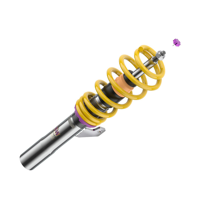 352200AN | KW Coilover suspension V3 inox | Car type: BMW 3 (F30, F80) 3-HY, 3L, M3, M3 GTS 11/2011-10/2018 M3 - 317kW - 2979ccm - 6 cyl. - Rear-Wheel Drive  Only Models Year: 04/2014- Axle Load FA/RA (kg): -990/-1170
