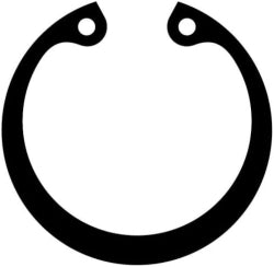 Black metal circlip on a white background