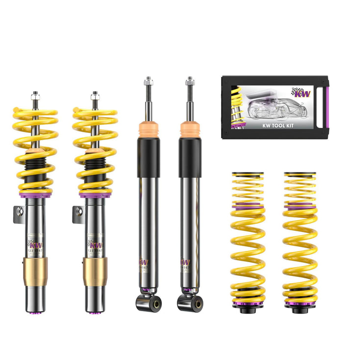35220057 | KW Coilover suspension V3 inox | Car type: BMW 3 (E90) 390L, 390X, 3L, M3, M3 GTS, M390 02/2004-02/2012 M3 - 309kW - 3999ccm - 8 cyl. - Rear-Wheel Drive  Only Models Year: 09/2007- Axle Load FA/RA (kg): -1060/-1190