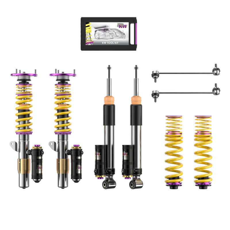 39720267 | KW Coilover suspension V4 Clubsport incl. top mounts | Car type: BMW 3 (E90) 390L, 390X, 3L, M3, M3 GTS, M390 02/2004-02/2012 M3 - 309kW - 3999ccm - 8 cyl. - Rear-Wheel Drive  Only Models Year: 09/2007- Axle Load FA/RA (kg): -1060/-1190