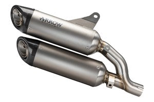 71939PR | ARROW EXHAUST | Ducati Monster 937 2021-24  | Round-Sil titanium double silencer (upper & lower) with carby end cap