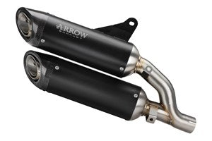 71939PRN | ARROW EXHAUST | Ducati Monster 937 2021-24  | Round-Sil titanium "Dark" double silencer (upper & lower) with carby end cap