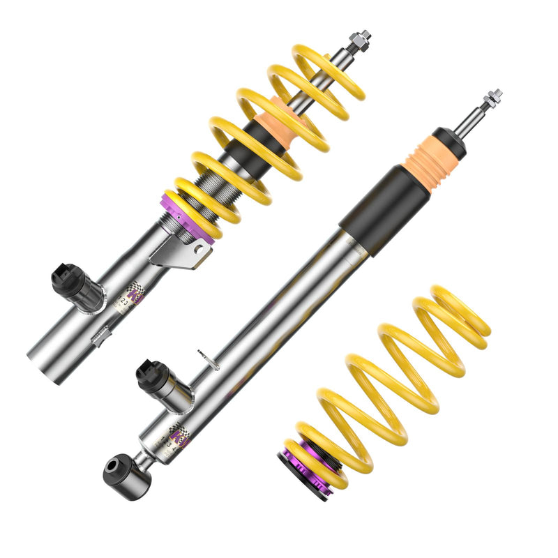 39020018 | KW DDC - Plug & Play coilovers inox | Car type: BMW 2 Coupe (F22, F87) 1C, M3 10/2012-06/2021 220 d - 140kW - 1995ccm - 4 cyl. - Rear-Wheel Drive  Only Models Year: 02/2014- Axle Load FA/RA (kg): 921-1090/-1230 for cars with electronic damping
