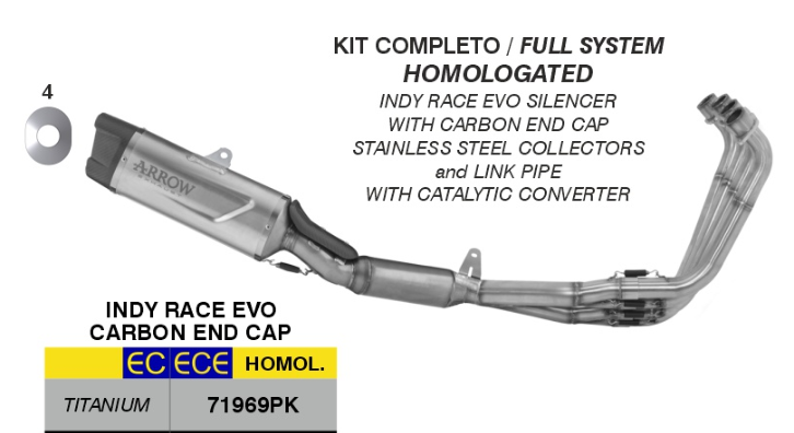 71969PK | ARROW EXHAUST | Honda CB 650 R 2024-25 | Homologated full system with Indy Race EVO titanium silencer