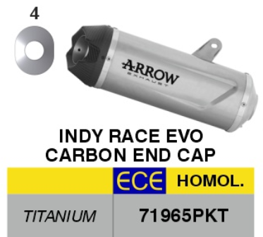 71965PKT | ARROW EXHAUST | Kawasaki NINJA 650 2024-25 | Indy Race EVO Titanium silencer with carby end cap