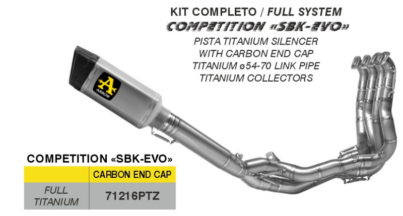 71216PTZ | ARROW EXHAUST | Kawasaki ZX-10R / ZX-10RR 2026 | COMPETITION "SBK EVO" Full Titanium full system