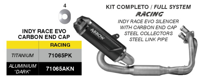 71065AKN | ARROW EXHAUST | Kawasaki NINJA 650 2024-25 | Full system racing with Indy Race EVO aluminium "Dark" silencers
