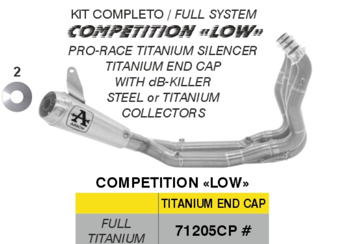 71205CP | ARROW EXHAUST | BMW S 1000 RR 2019/2025 | COMPETITION LOW "Full Titanium" full system