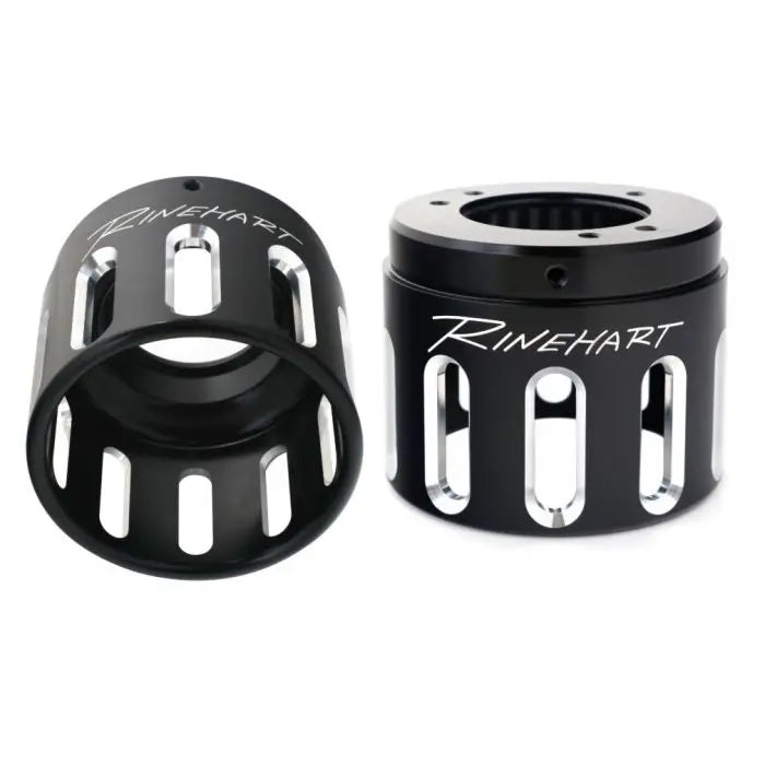 900-0030 | Rinehart Racing | Black 4.5" Machined End Cap Pair "Slot" Style Harley 17-20
