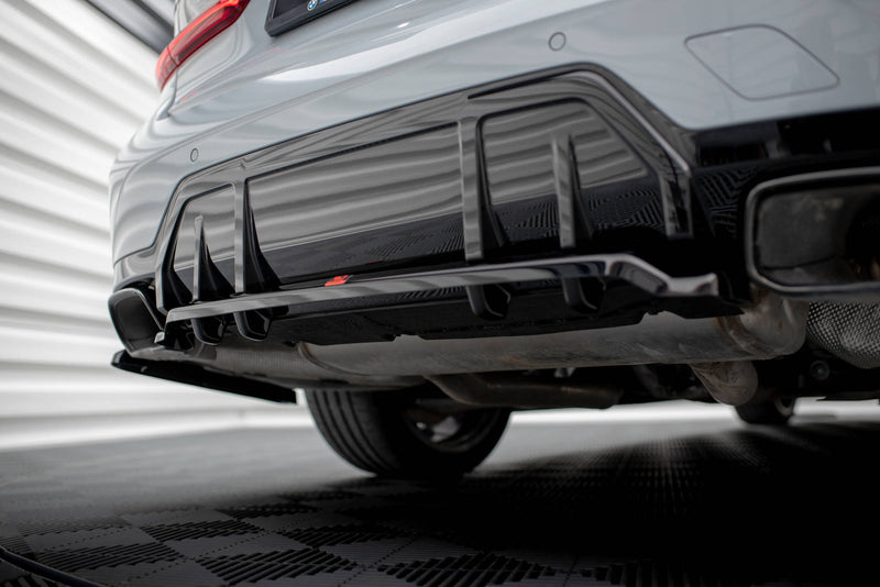 BM-3-20F-M-RD1G+RD2G | MAXTON DESIGN | Rear Splitter (with vertical bars) V.1 BMW M340i G20 / G21 Facelift
