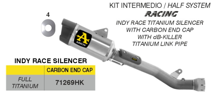 71269HK | ARROW EXHAUST | Kawasaki ZX-10R / ZX-10RR 2026 | Half system racing - Indy Race titanium silencer + titanium link pipe