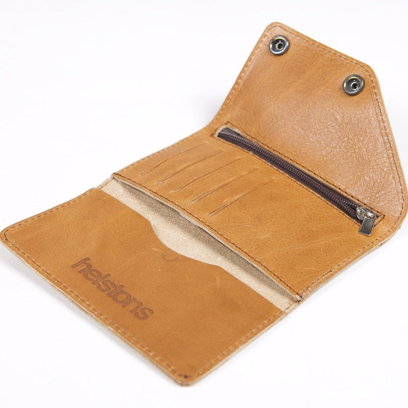 Helstons Motorcycle Accessories Hand Sewn Leather Biker Wallet -Tan
