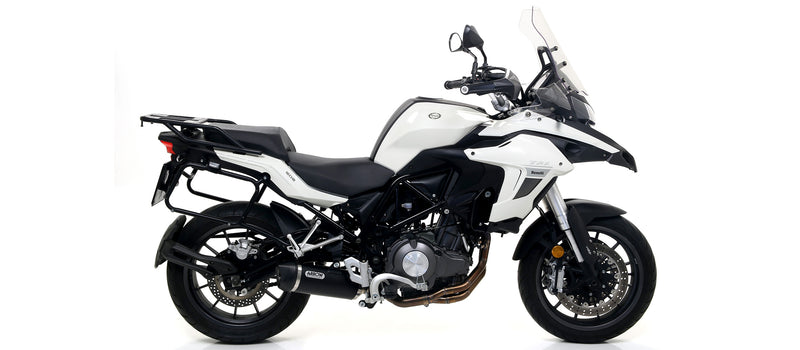 71878AKN | ARROW EXHAUST | for Benelli TRK 502 2017-20 | Race-Tech aluminium "Dark" silencer with carby end cap