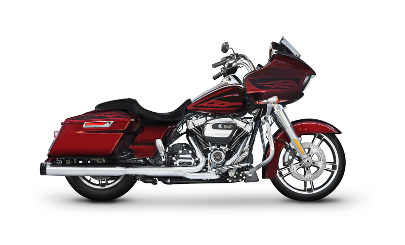 500-0106 | Rinehart Racing | All Touring Models Milwaukee Eight - 4" Slip-On Mufflers Chrome With Black End Caps