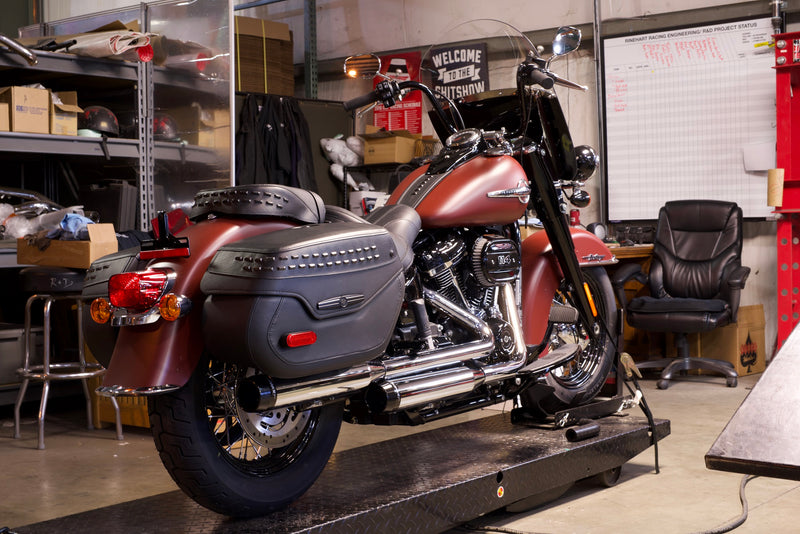 500-1210C | Rinehart Racing | 2018-24 Milwaukee Eight - 107 Heritage Classic - 3.5" Slip-ons Chrome with Chrome End Caps