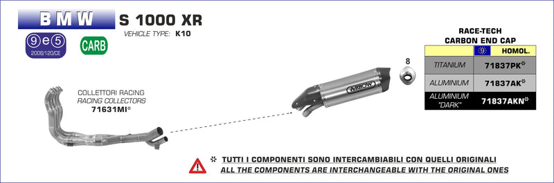 71631MI | ARROW EXHAUST | BMW S 1000 XR 2015/2019 | Racing collectors