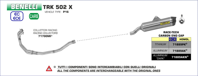 71700MI | ARROW EXHAUST | for Benelli TRK 502X 2018-20 | Racing collectors