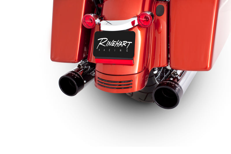 500-0106 | Rinehart Racing | All Touring Models Milwaukee Eight - 4" Slip-On Mufflers Chrome With Black End Caps