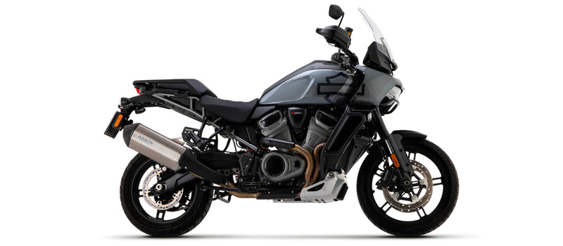 72007SKN | ARROW EXHAUST | HARLEY-DAVIDSON PAN AMERICA 1250 2020-2024 | Sonora titanium "Dark" silencer with carby end cap