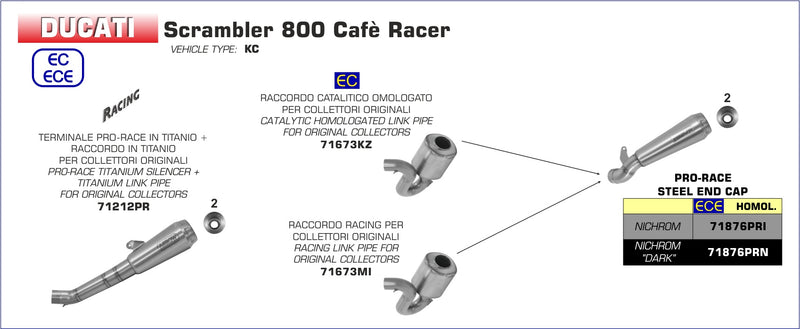 Ducati Scrambler 800 Cafè Racer 2017-18 | Pro-Race titanium silencer